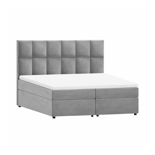 Světle šedá boxspring postel s úložným prostorem 200x200 cm Flip – Ropez