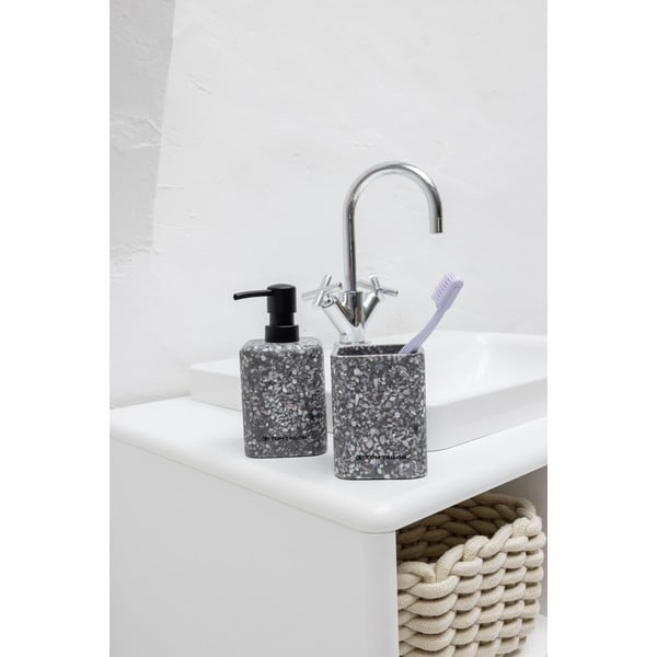 Šedý kelímek na zubní kartáčky z polyresinu Tom Tailor T-Terrazzo – Wenko-image-1