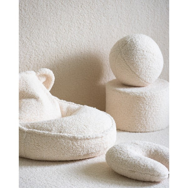 Krémový dětský puf z textilie bouclé – Wigiwama-image-2