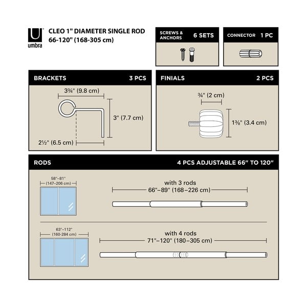 Ocelová roztažitelná garnýž v matně zlaté barvě 168 - 305 cm Cleo – Umbra-image-3
