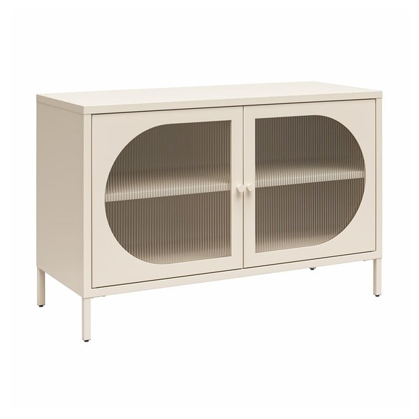 Krémová kovová vitrína 100x64x40 cm Luna – Støraa-image-3