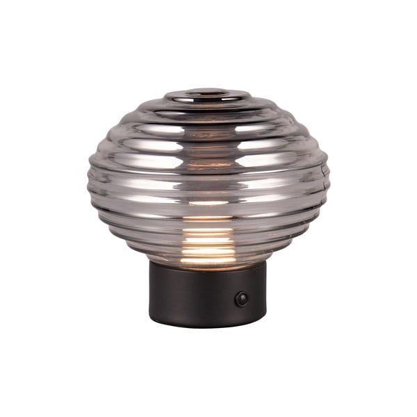 Černo-šedá stmívatelná LED stolní lampa se skleněným stínidlem (výška 14,5 cm) Earl – Trio-image-2