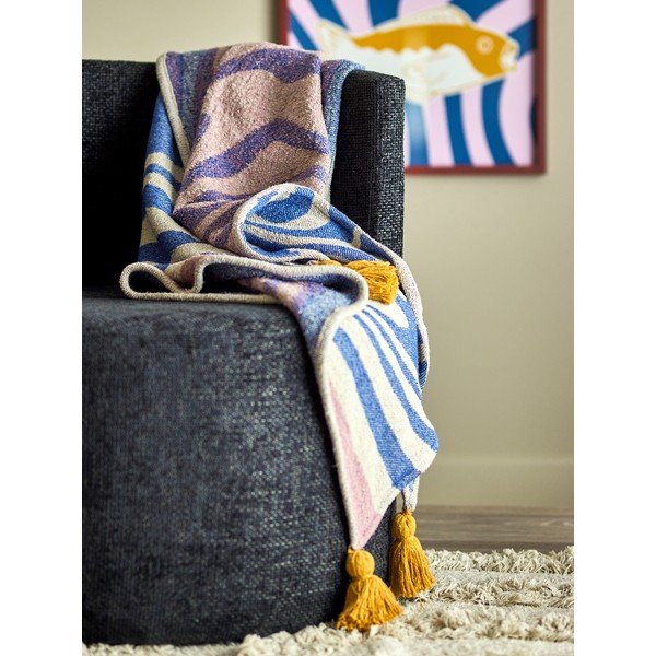 Modrá deka s příměsí bavlny 130x160 cm Arlie – Bloomingville-image-1