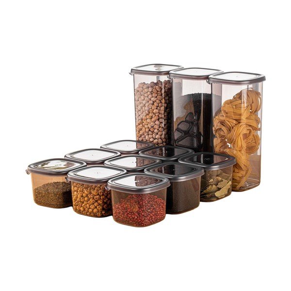 Plastové dózy v sadě 12 ks na potraviny Fresco – Hermia