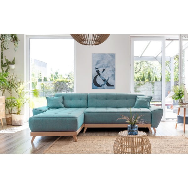 Tyrkysová rozkládací rohová pohovka (variabilní) Dazzling Daisy – Miuform-image-1