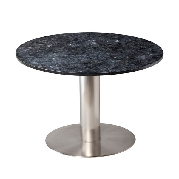 Černý žulový jídelní stůl s podnožím ve stříbrné barvě RGE Pepo, ⌀ 105 cm