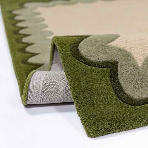 Zelený/v přírodní barvě ručně tkaný vlněný koberec 200x290 cm Wiggle Wool – Flair Rugs-image-2