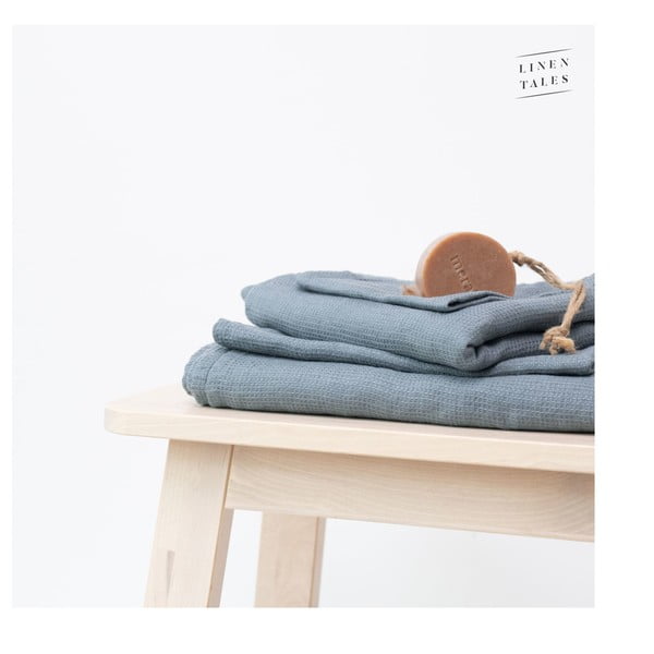 Modrý lněný ručník 30x30 cm - Linen Tales-image-3