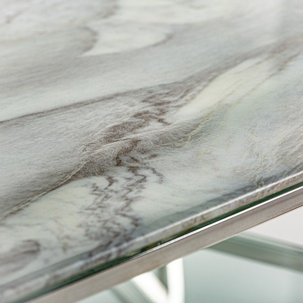 Konferenční stolek s deskou v dekoru mramoru v bílo-stříbrné barvě 60x120 cm Altiplano – Burkina-image-1