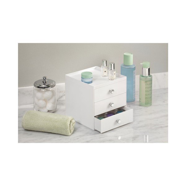 Bílý úložný box s 3 šuplíky iDesign, výška 18  cm-image-2