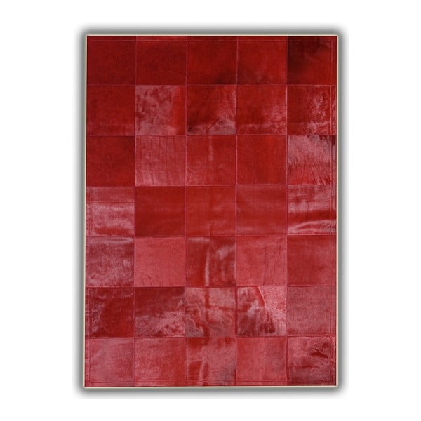 Červený kožený koberec Pipsa Plain, 180 x 120 cm