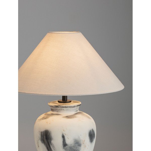 Bílá/šedá keramická stolní lampa s textilním stínidlem (výška 55 cm) Lupe – Nova Luce-image-1