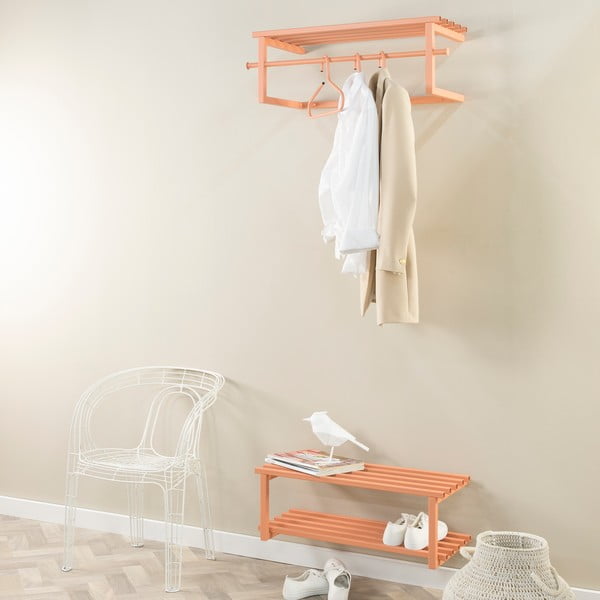 Kovový závěsný botník v lososové barvě 71x26x34 cm Marco – Spinder Design-image-2