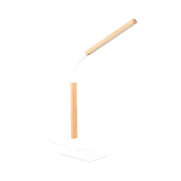 LED stmívatelná stolní lampa v bílé a přírodní barvě s dřevěným stínidlem (výška 73,5 cm) Norris – Trio-image-2