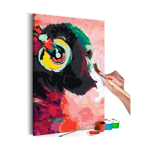 DIY set na tvorbu vlastního obrazu na plátně Artgeist Monkey, 40 x 60 cm
