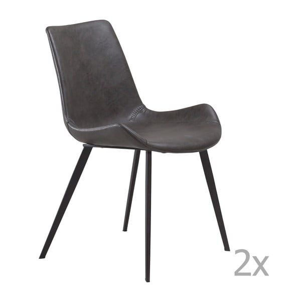 Sada 2 šedých jídelních židlí DAN– FORM Hype Faux