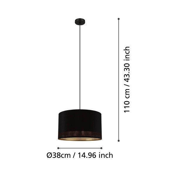 Černé závěsné svítidlo s textilním stínidlem ø 38 cm ESTEPERRA – EGLO-image-2