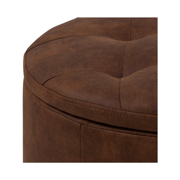 Koňakově hnědý puf z imitace kůže Actona Retina, ⌀ 60 cm-image-3