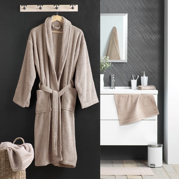 Světle hnědý bavlněný župan velikost M Tendresse – douceur d'intérieur-image-1