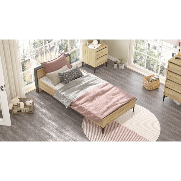 Jednolůžková postel s roštem v přírodní barvě 90x200 cm AR5 – Kalune Design-image-1