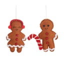 Textilní ručně vyrobené vánoční ozdoby v sadě 2 ks 6,5 cm Gingerbread Couple – Sass & Belle