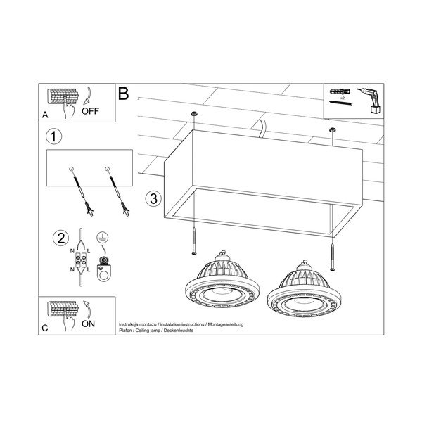 Šedé stropní svítidlo 14x27 cm Postiga – Sollux-image-4