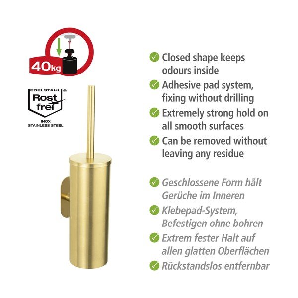 Samodržící WC štětka z nerezové oceli ve zlaté barvě Orea Gold – Wenko-image-3