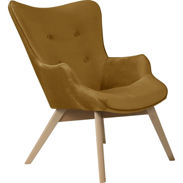 Sametové křeslo v hořčicové barvě Niko – Ropez