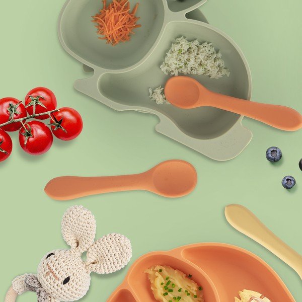 Oranžová dětská lžička ze silikonu – Orion-image-1