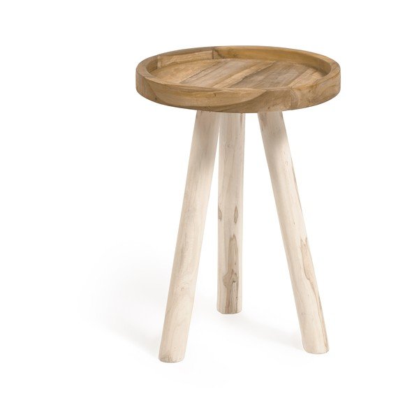 Kulatý odkládací stolek z teakového dřeva ø 35 cm Glenda – Kave Home