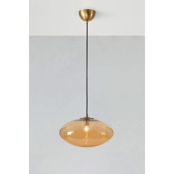 Okrově žluté závěsné svítidlo se skleněným stínidlem ø 38 cm Locus – Markslöjd-image-3