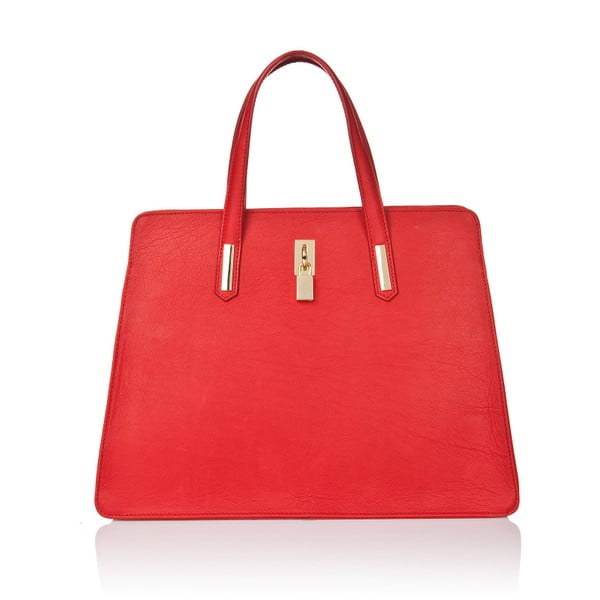 Červená kožená kabelka Markese Tamira