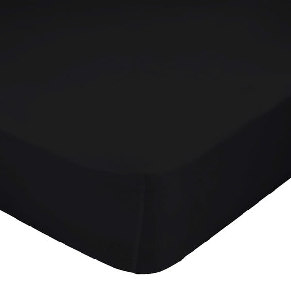 Černé elastické prostěradlo z čisté bavlny , 70 x 140 cm