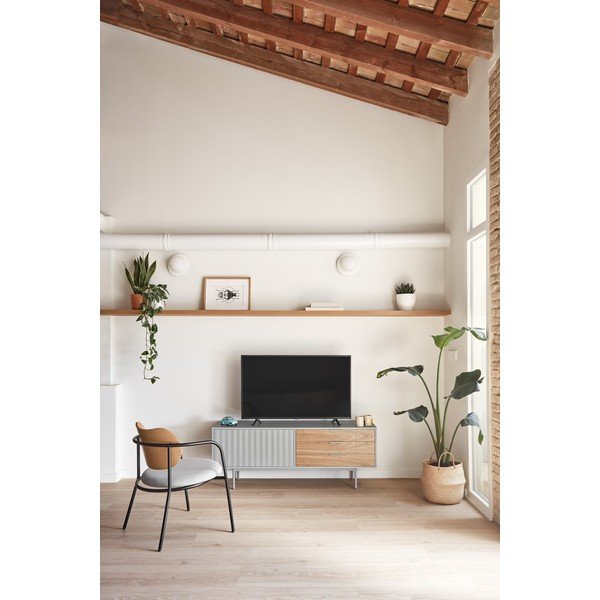TV stolek v dekoru dubu v šedo-přírodní barvě 140x52 cm Sierra – Teulat-image-1