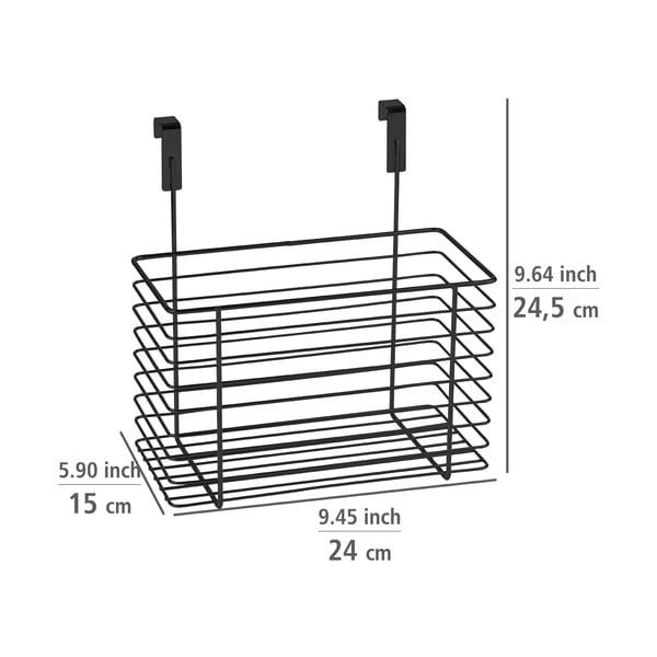 Černý závěsný kovový košík na kuchyňská dvířka Wenko Slim, výška 25 cm-image-4