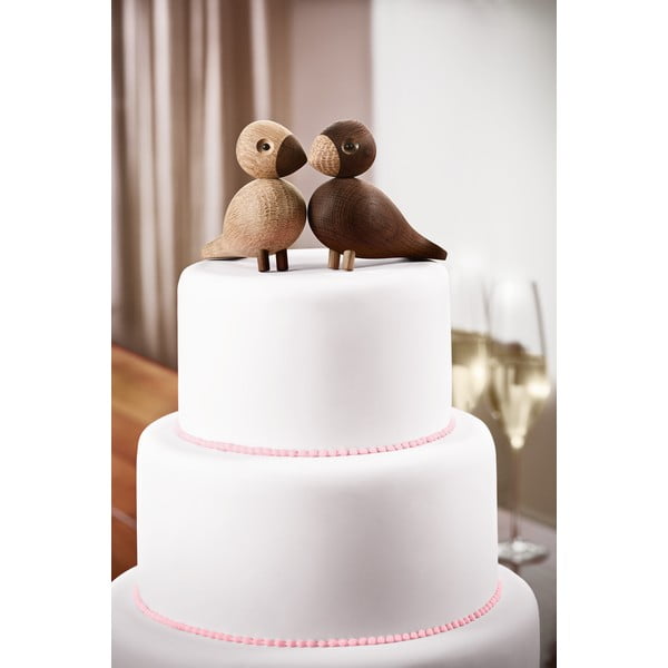 Sada 2 sošek z masivního dubového dřeva Kay Bojesen Denmark Lovebirds-image-1