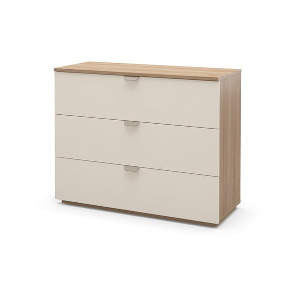 Komoda v dekoru dubu v krémovo-přírodní barvě 100x80x40 cm Dennis – Marckeric-image-2