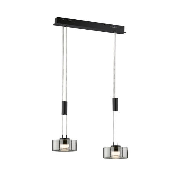 Černé LED stmívatelné závěsné svítidlo se skleněným stínidlem Lavin – Fischer & Honsel