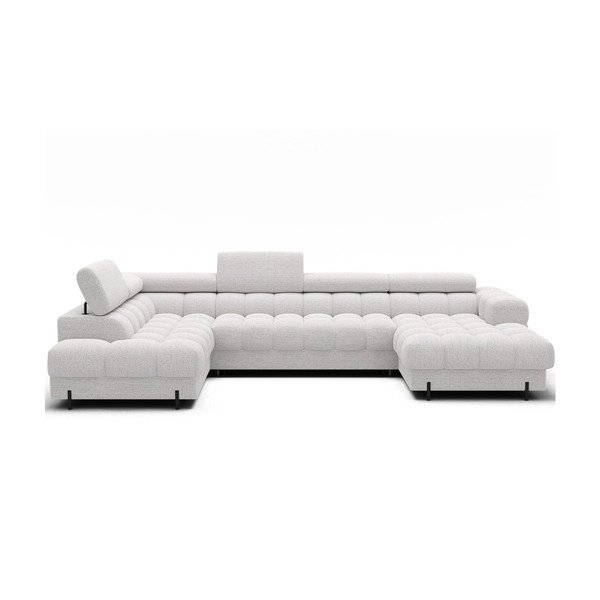 Krémová rozkládací rohová pohovka z textilie bouclé (levý roh/do "U") Feraria – ELTAP