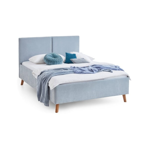 Světle modrá čalouněná dvoulůžková postel s roštem 140x200 cm Piano – Meise Möbel-image-4