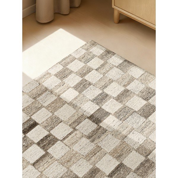 Krémový ručně tkaný vlněný koberec 80x150 cm Boho 1.0 Quadra – Vikosa-image-4