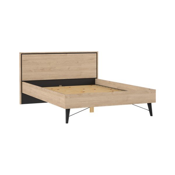 Dvoulůžková postel v dekoru dubu s roštem 140x200 cm v přírodní barvě Ry – Tvilum-image-2