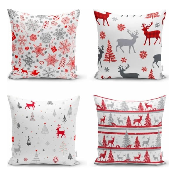 Povlaky na polštáře v sadě 4 ks s vánočním motivem 43x43 cm Snowflakes – Mila Home