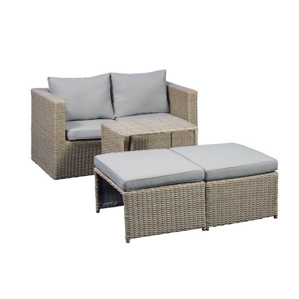 Zahradní lounge set pro 2 v béžové a světle hnědé barvě Modular – Unique Furniture-image-1