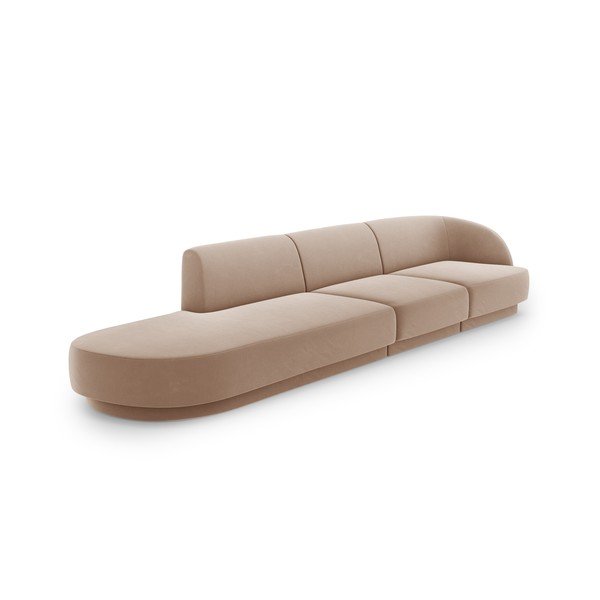 Béžová sametová pohovka 302 cm Miley – Micadoni Home-image-3
