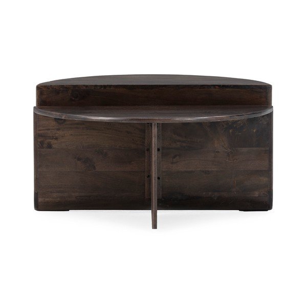 Tmavě hnědý kulatý konferenční stolek z mangového dřeva ø 80 cm Divya – MOME-image-1