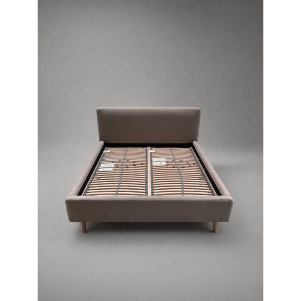 Taupe čalouněná dvoulůžková postel s úložným prostorem s roštem 160x200 cm Mattis - II. jakost – Meise Möbel-image-2