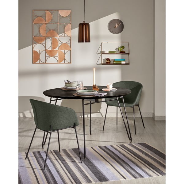 Kulatý rozkládací jídelní stůl s deskou v dekoru jasanového dřeva ø 120 cm Norfort – Kave Home-image-3