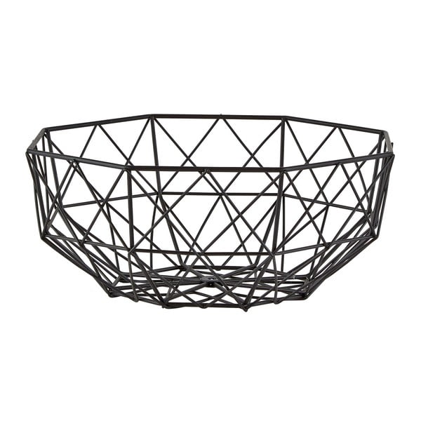 Černý dekorační košík KJ Collection Lines, ⌀ 23,5 cm