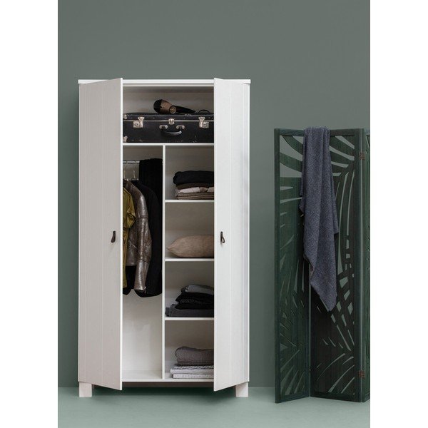 Bílá šatní skříň z borovicového dřeva 111x202 cm Ties – WOOOD-image-1